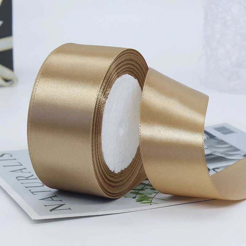 Лента атласная, 40 мм × 23 ± 1 м, цвет: шампанское золото 104#