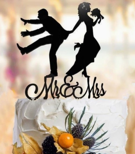Топпер для торта Свадебный MR&MS, Цвет черный 10см