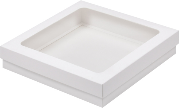 Коробка 200х200х40 для клубники в шоколаде, Белая