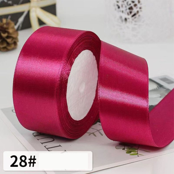 Лента атласная, 40 мм × 23 ± 1 м, цвет: глубокая роза красна 28#