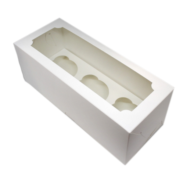 Упаковка белая 250x100x100мм, на 3 капкейка