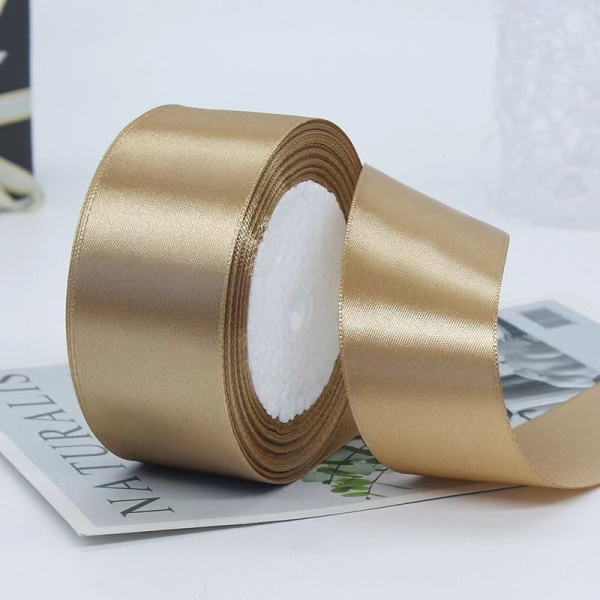 Лента атласная, 40 мм × 23 ± 1 м, цвет: шампанское золото 104#