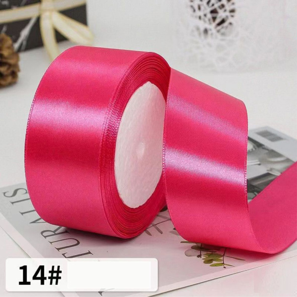 Лента атласная, 40 мм × 23 ± 1 м, цвет: Розово-красный 14#