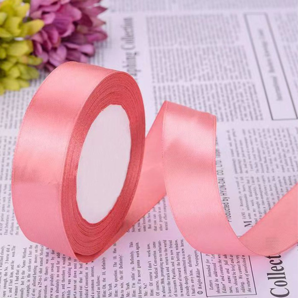 Лента атласная, 25 мм × 23 ± 1 м, цвет: порошка из красной фасолевой пасты 75#